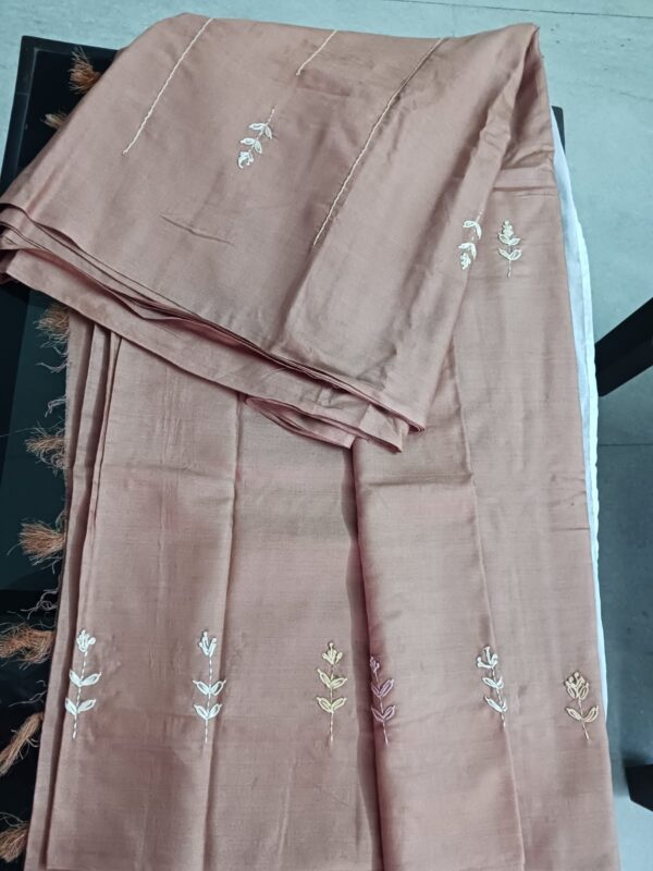 Fully Hand Embroidered Semi silk Saree